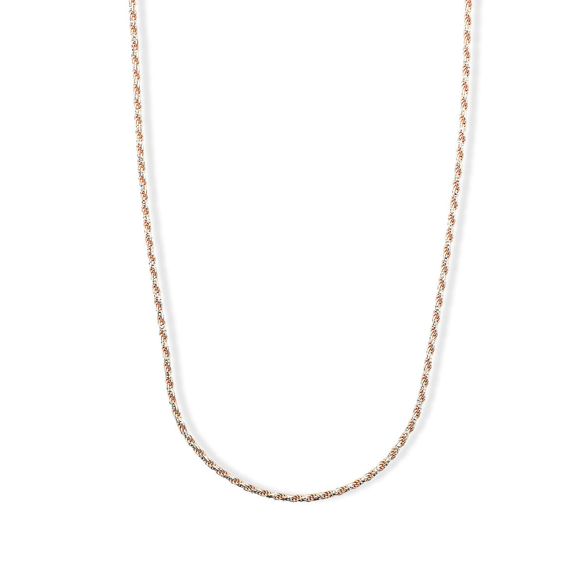 2.5mm Rope Pyramid Pave Necklace in 14K Yellow Gold Over and Sterling Silver 18 Inches 8.83 Grams