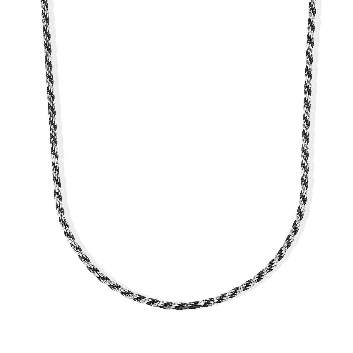 2.5mm Rope Pyramid Pave Necklace in 14K Yellow Gold Over and Sterling Silver 18 Inches 8.83 Grams