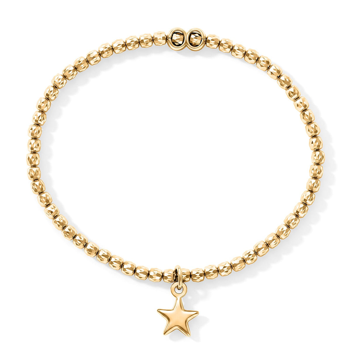 Italian 0.6mm New Strech Chain Bracelet with Charm in 14K Yellow Gold Over Sterling Silver 5 Grams