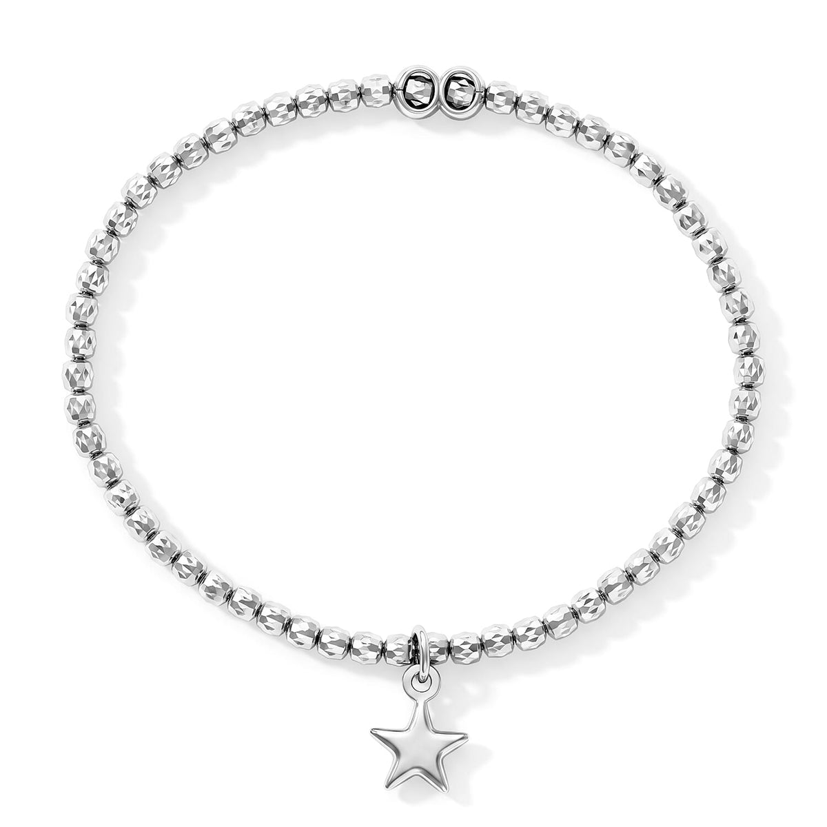 Italian 0.6mm New Strech Chain Bracelet with Charm in 14K Yellow Gold Over Sterling Silver 5 Grams