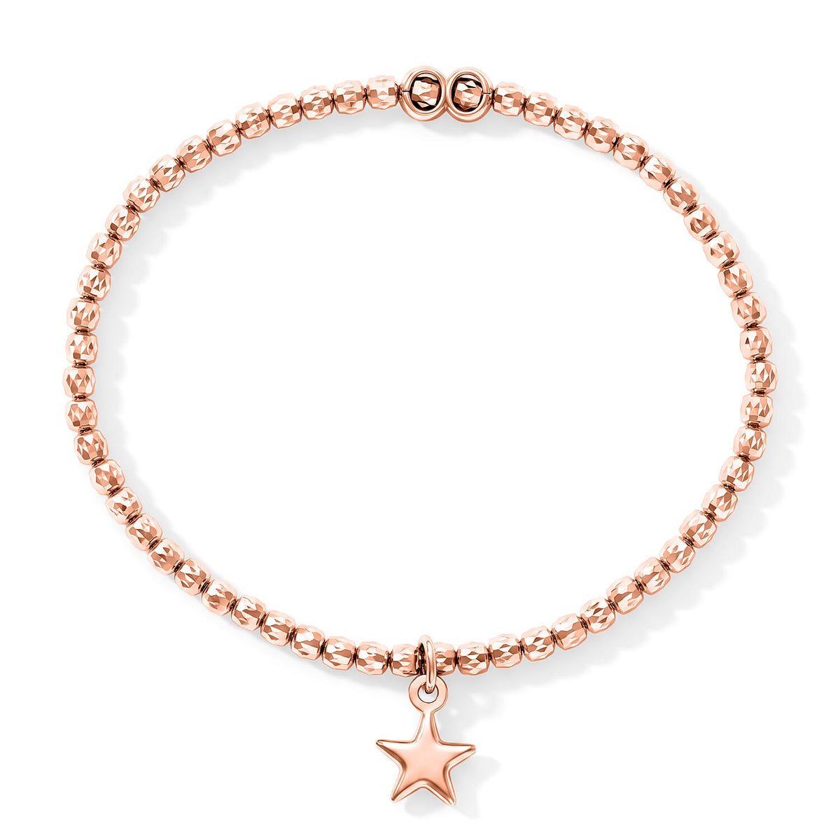 Italian 0.6mm New Strech Chain Bracelet with Charm in 14K Yellow Gold Over Sterling Silver 5 Grams