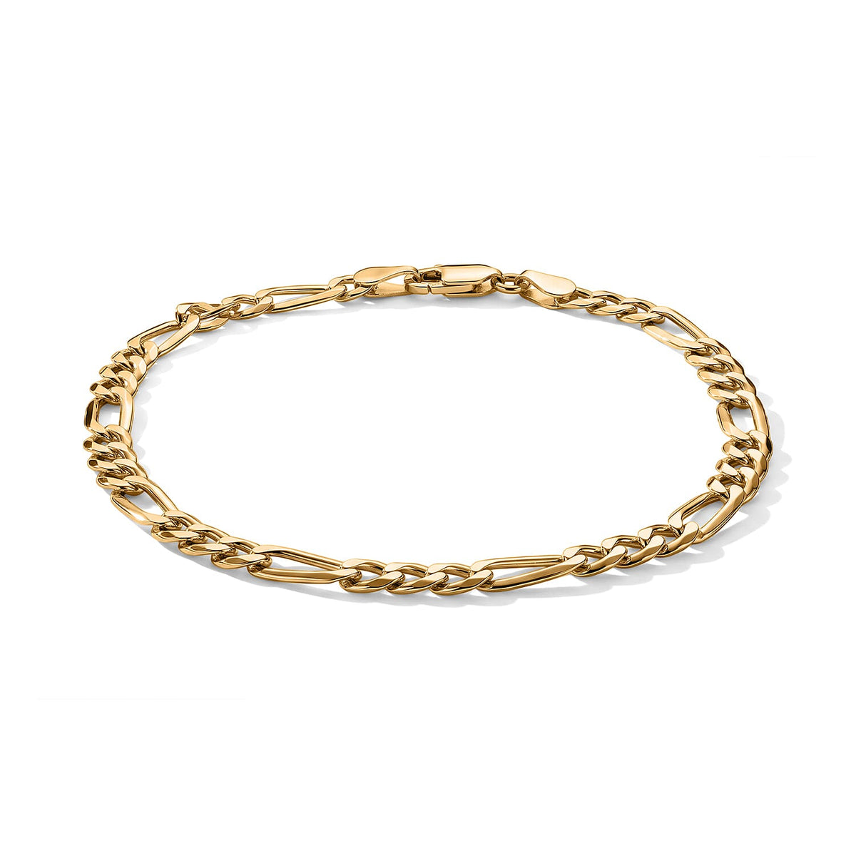 4.5mm Figaro Super Flat Chain Bracelet in Sterling Silver (7.50 In) 3.90 Grams