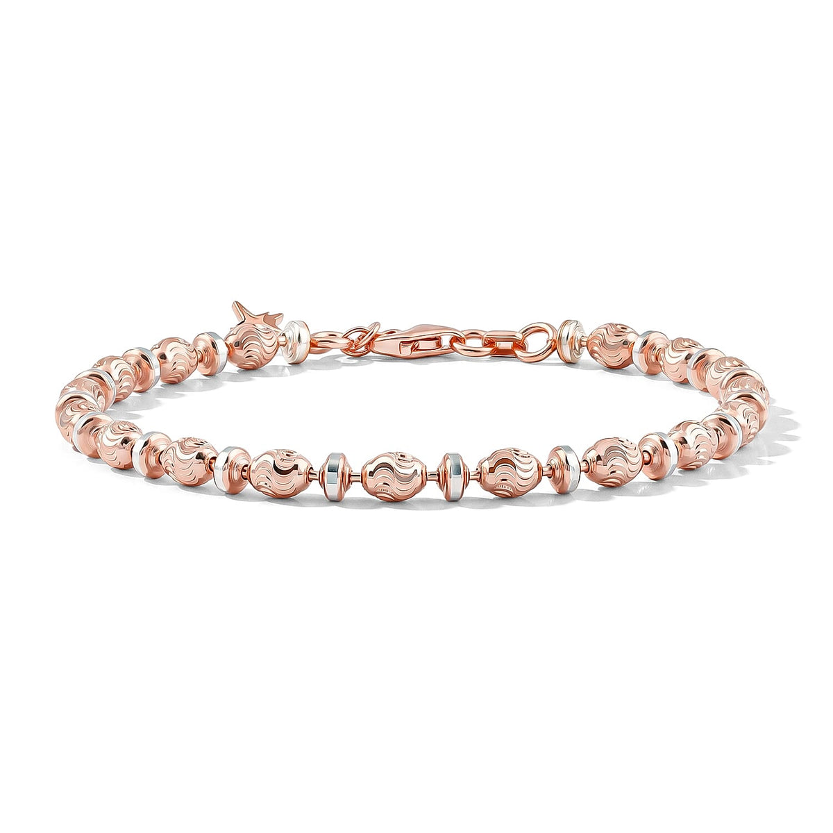 Italian 0.6mm Saturno Chain Bracelet in 14K YG Over and Sterling Silver (7.00 In) 5.30 Grams