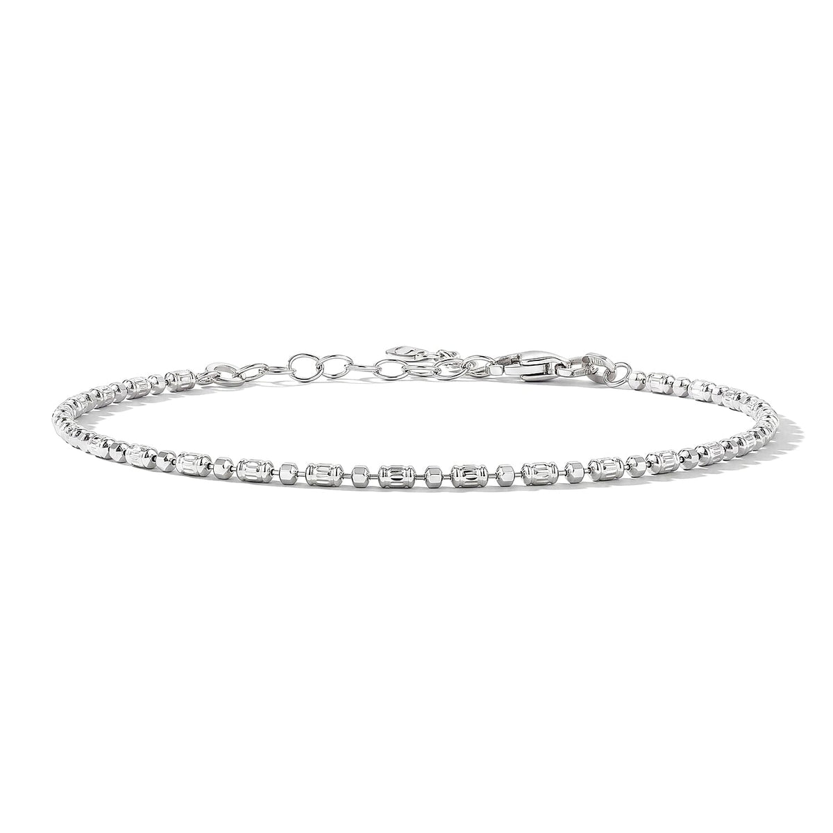 0.4mm CPSL/DC Typhoon Chain Bracelet in Rhodium Over Sterling Silver (7.00 In) 2.60 Grams