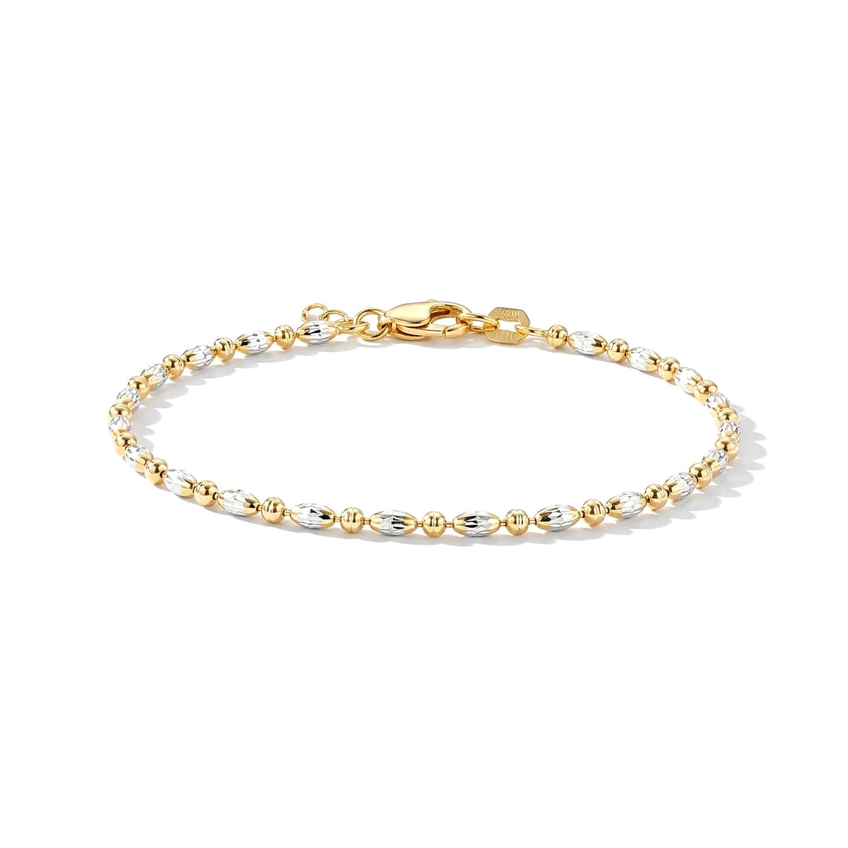 Italian 0.4mm CPOV JZ Moon Chain Bracelet in Rhodium Over Sterling Silver (7.00 In) 2.05 Grams