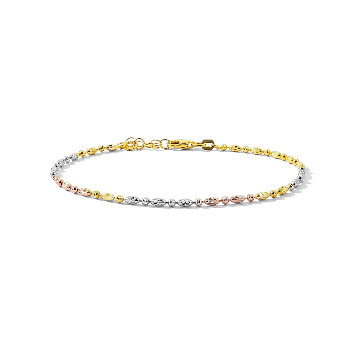 Italian 0.4mm CPOV JZ Moon Chain Bracelet in Rhodium Over Sterling Silver (7.00 In) 2.05 Grams