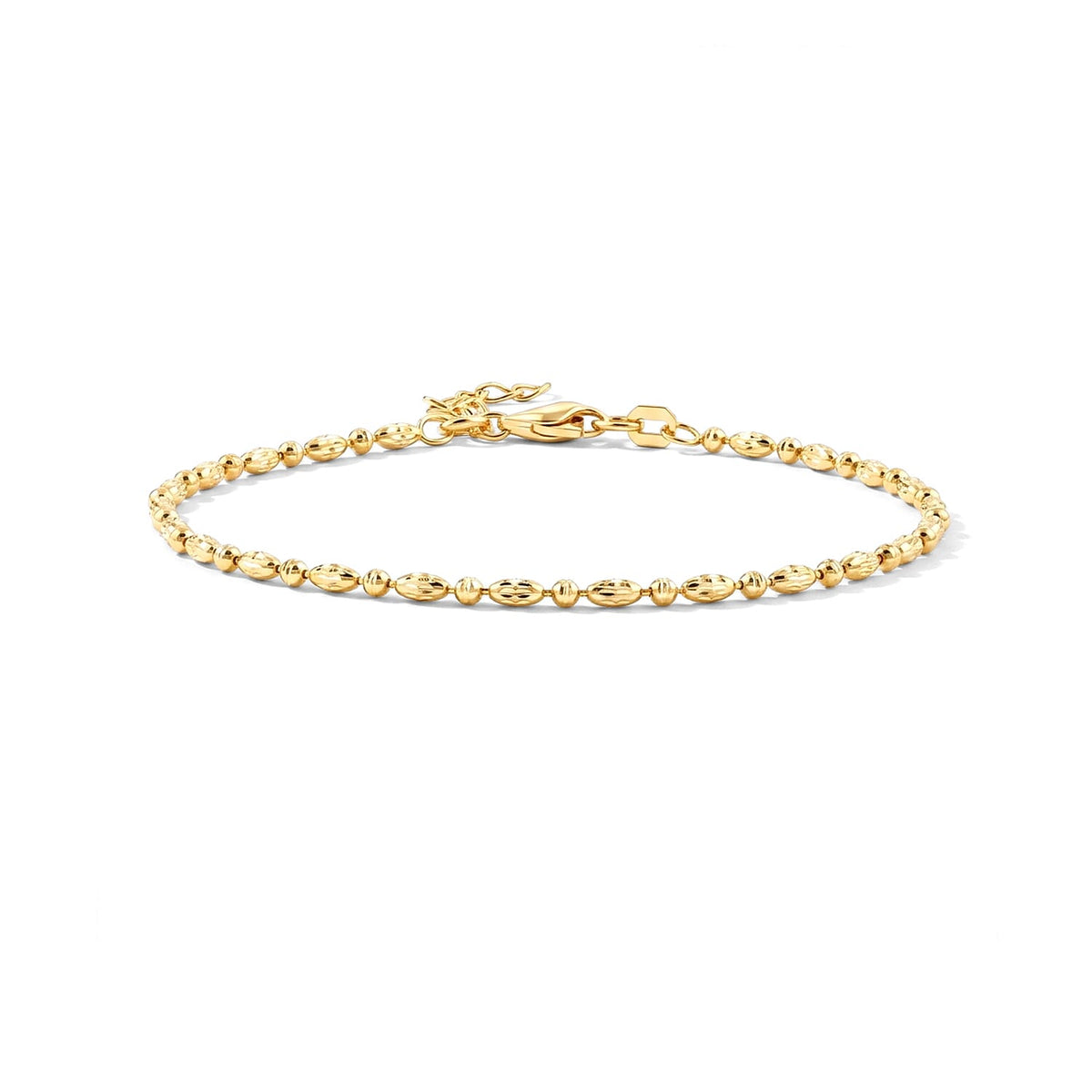 Italian 0.4mm CPOV JZ Moon Chain Bracelet in Rhodium Over Sterling Silver (7.00 In) 2.05 Grams