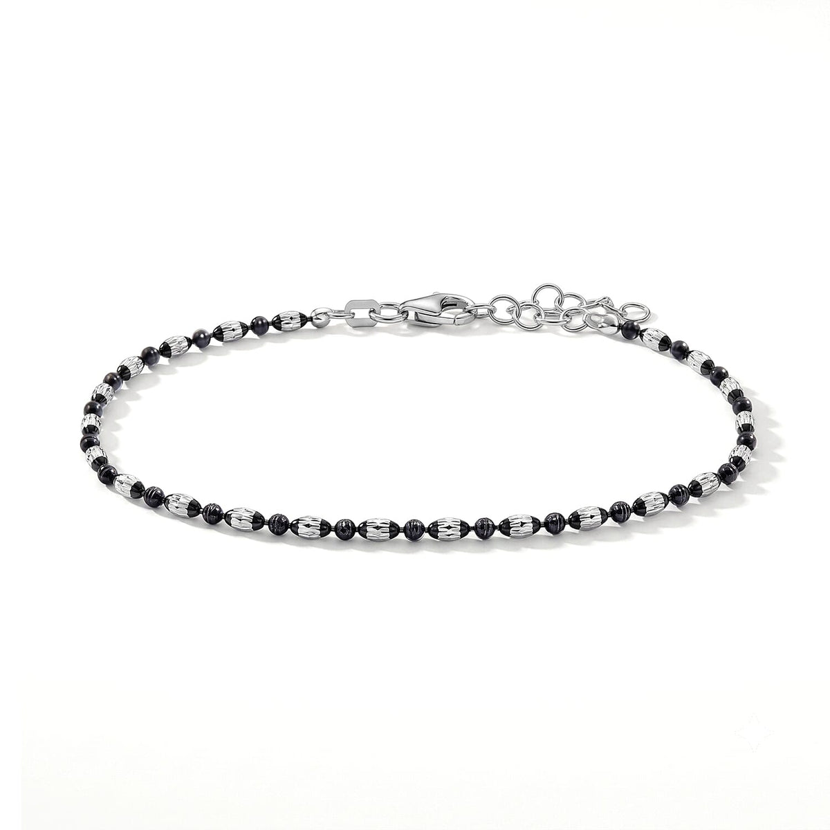 Italian 0.4mm CPOV JZ Moon Chain Bracelet in Rhodium Over Sterling Silver (7.00 In) 2.05 Grams