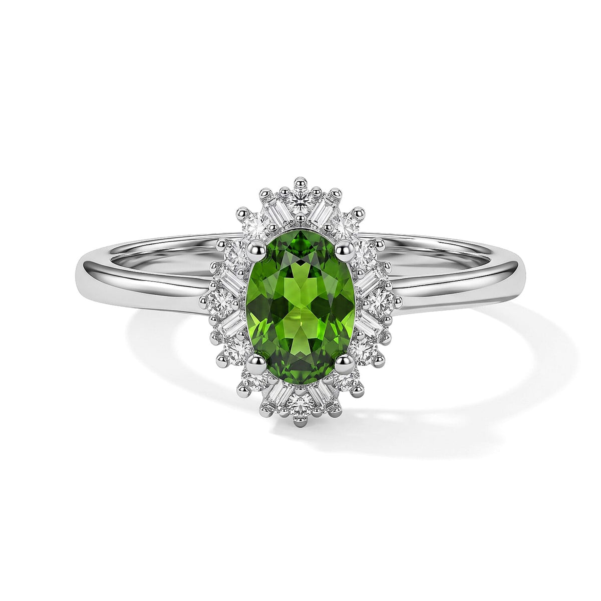 D''Joy Chrome Diopside and Diamond 0.50 ctw Ring in Rhodium Over Sterling Silver (Size 6.0)