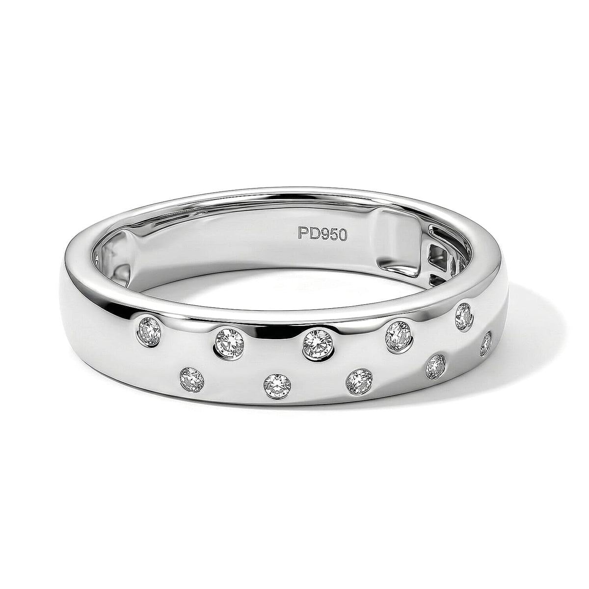950 Palladium Luxuriant Lab Grown Diamond (E-F, VS) Band Ring (Size 10.0) 0.10 ctw