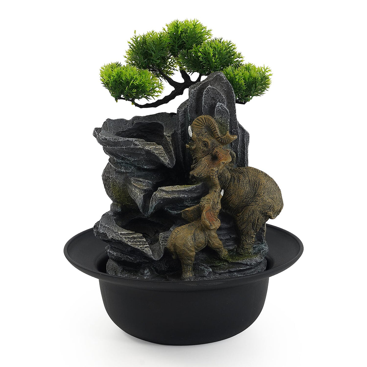 Livmore Gray Flowing Water USB Indoor Polyresin Fountain with LED Light