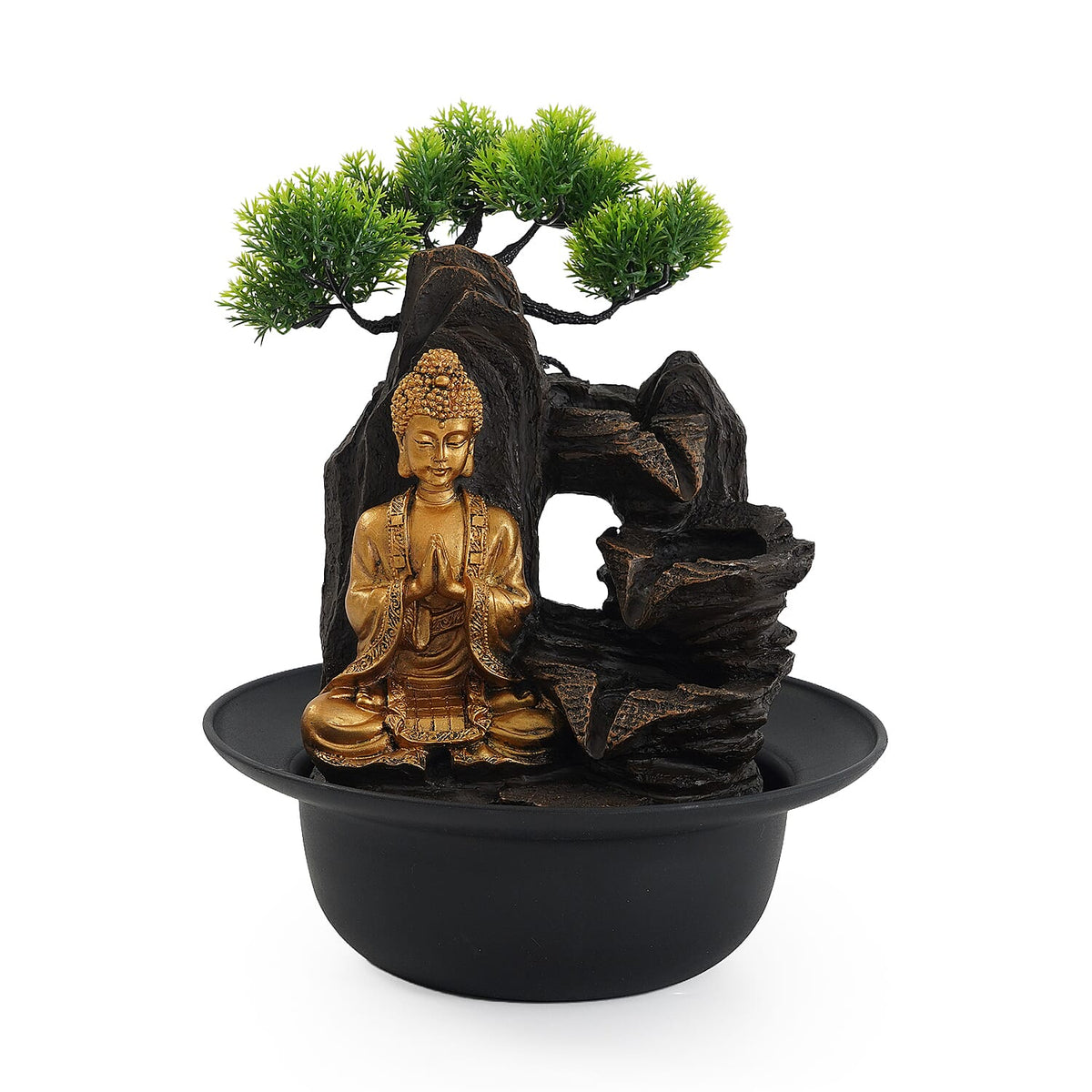 Livmore Gray Flowing Water USB Indoor Polyresin Fountain with LED Light