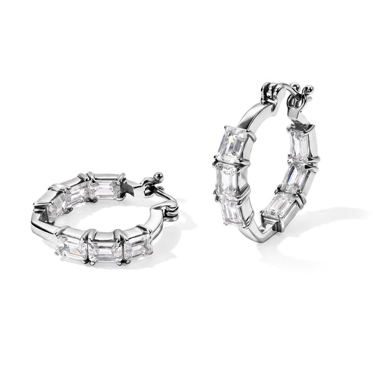 EverTrue Simulated Diamond Hoop Earrings in Stainless Steel 14.50 ctw