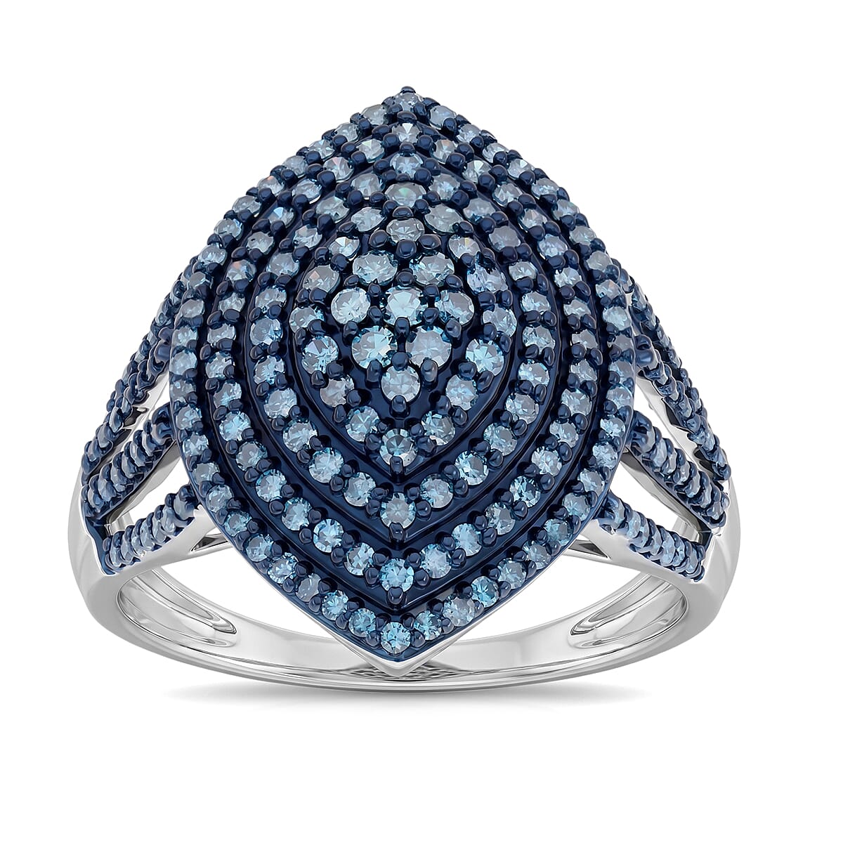 D'Joy Yellow Diamond (IR) Ring in Rhodium Over Sterling Silver (Size 10.0) 1.00 ctw