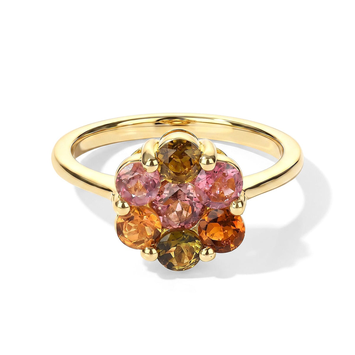 EverTrue Premium Multi-Tourmaline 1.40 ctw Floral Ring in Platinum Bond (Size 10.0)
