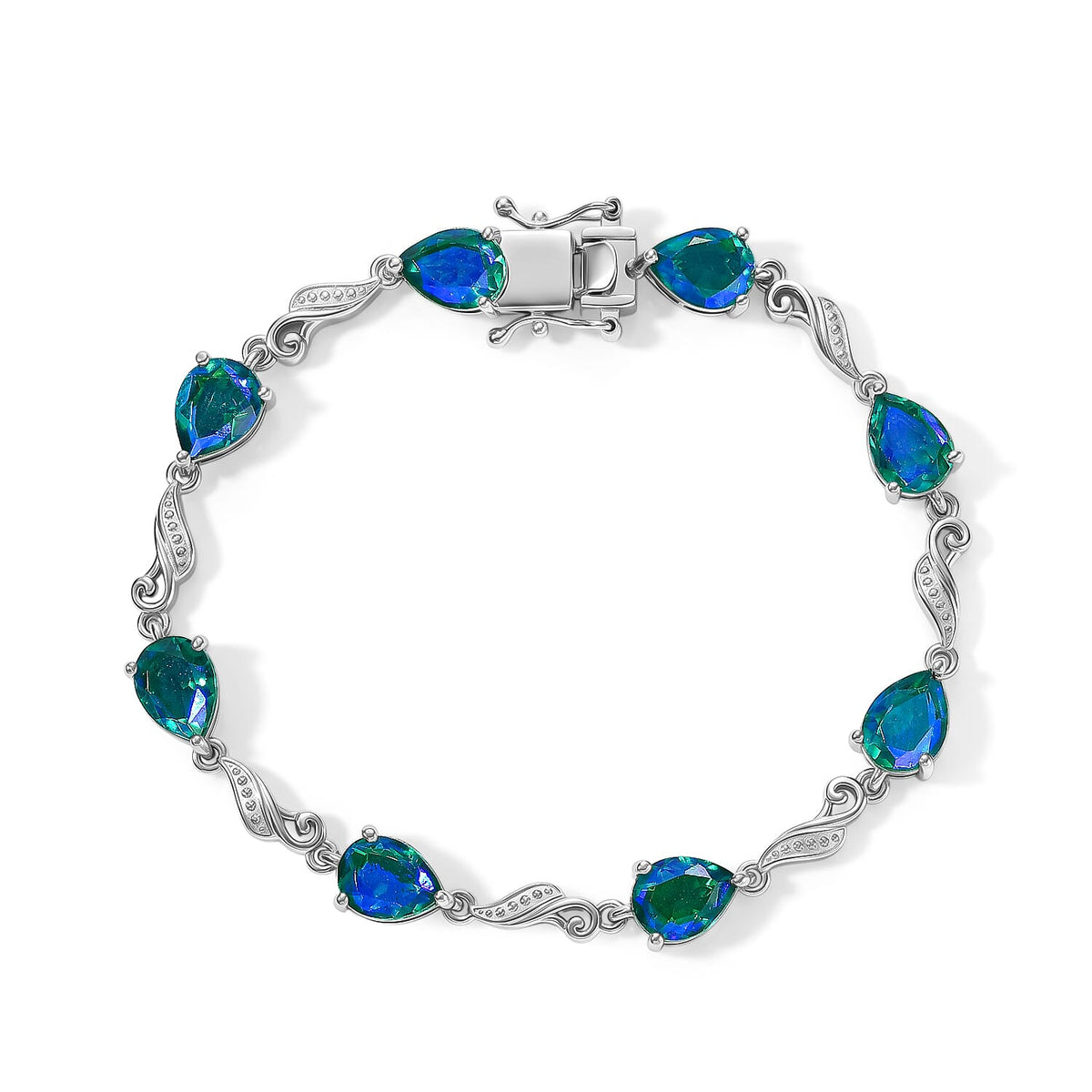 EverTrue Peacock Quartz Peacock Grace Bracelet in Platinum Bond (6.50 In) 11.00 ctw