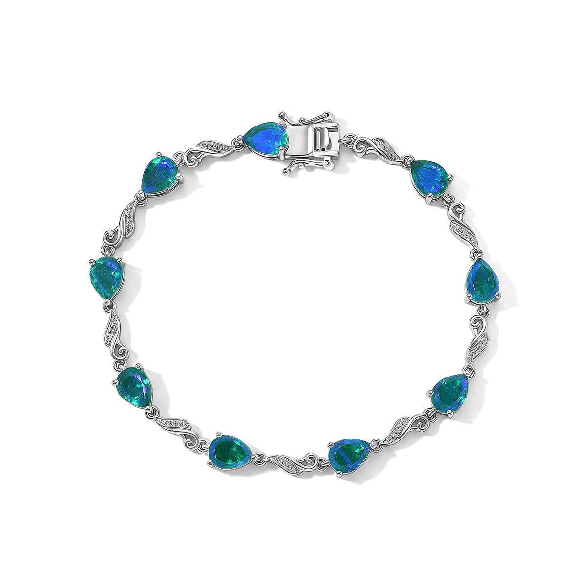 EverTrue Peacock Quartz Peacock Grace Bracelet in Platinum Bond (6.50 In) 11.00 ctw