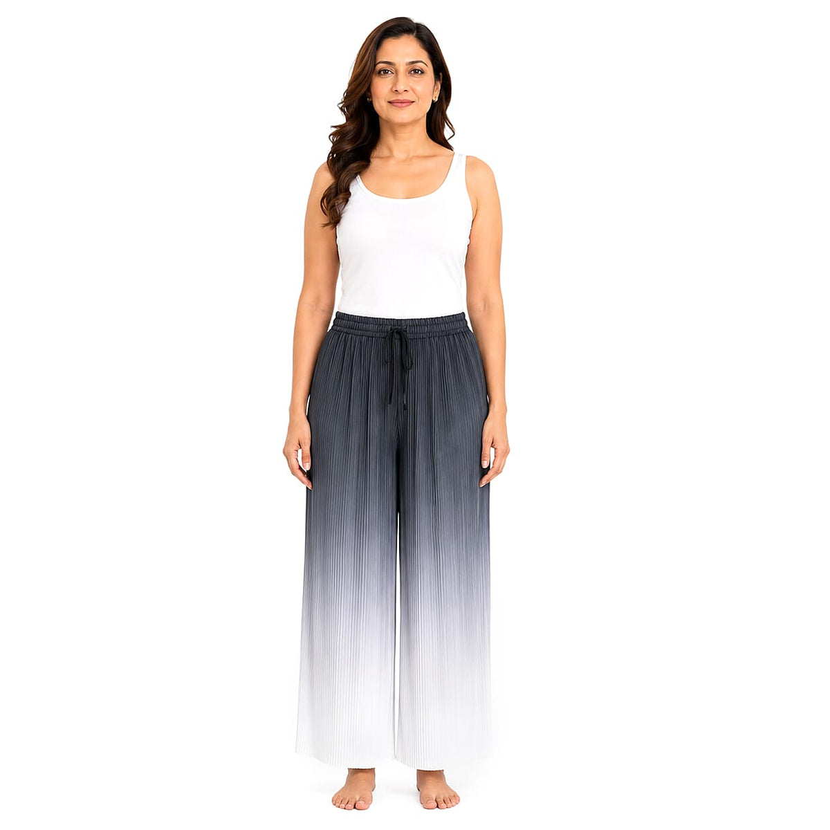 La Marey Blue Ombre Gradient Pleated Pajama Pants - One Size Fits Most