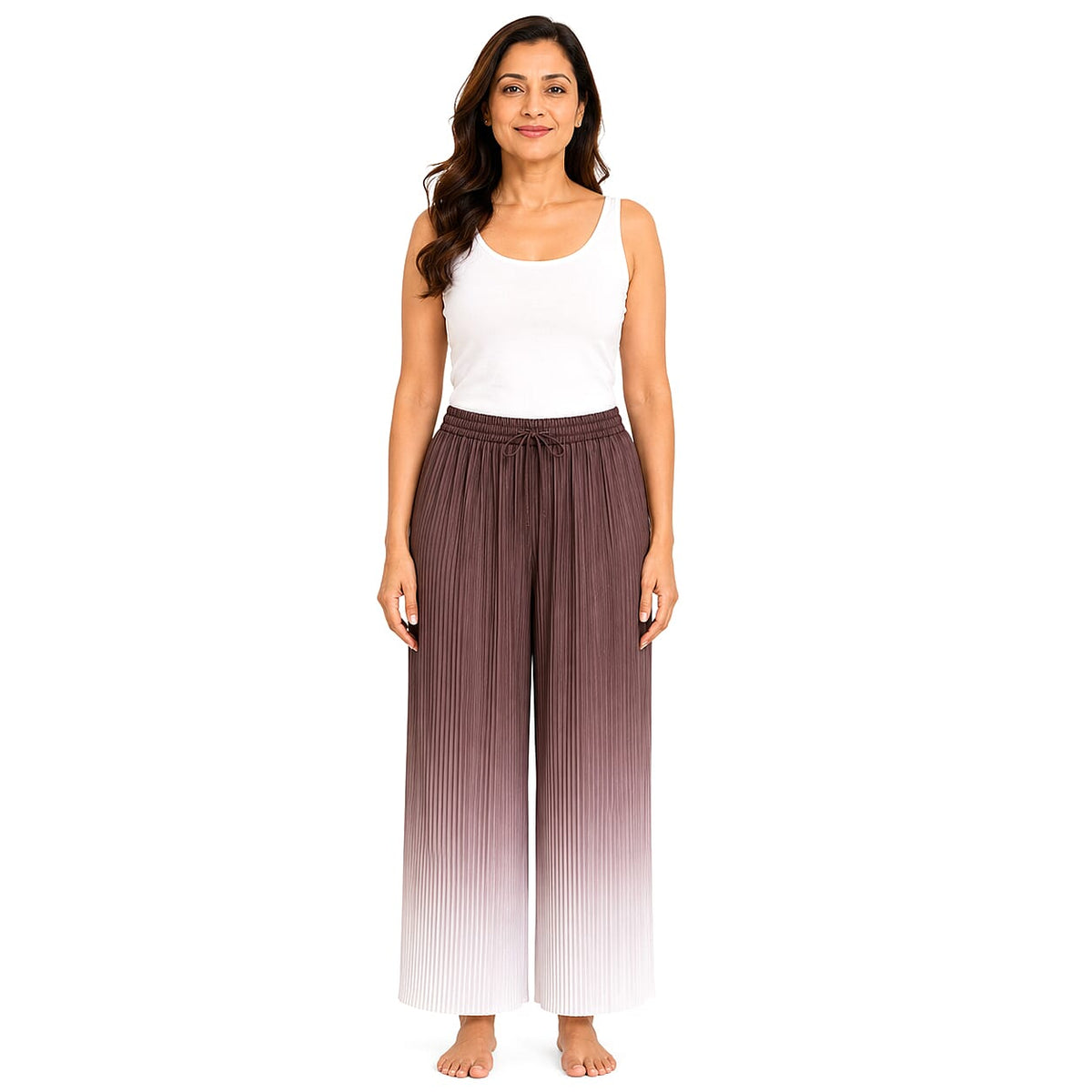 La Marey Blue Ombre Gradient Pleated Pajama Pants - One Size Fits Most