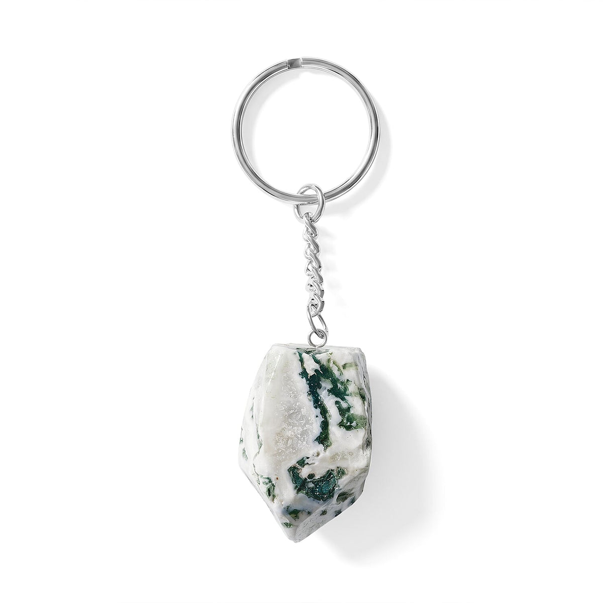 Sodalite 138.70 ctw Geode Keychain in Silvertone