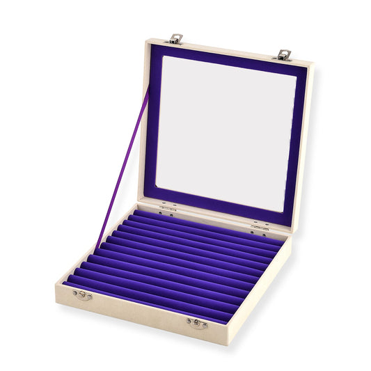Black SQ Velvet Ring Box, Inside All Ring Row Jewelry Box (9.4"x9.4"x2")