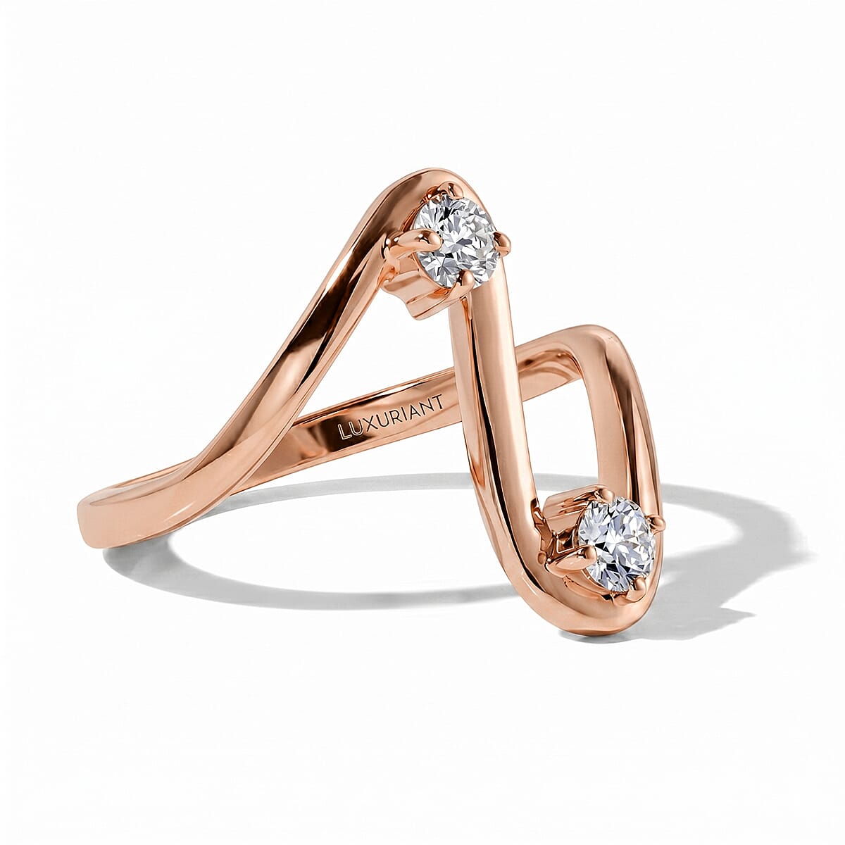 Luxuriant Lab Grown Diamond (G-H, SI) Ring in 18K Vermeil RG Over Sterling Silver (Size 10.0) 0.25 ctw