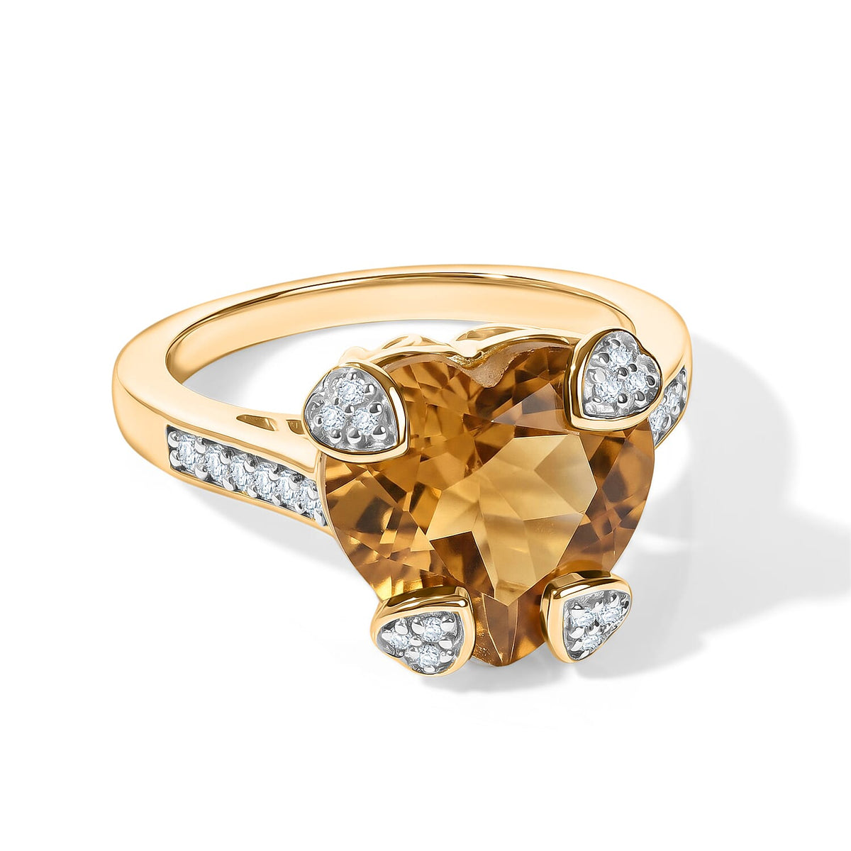D'Joy African Amethyst, White Zircon Heart Ring in 18K Vermeil YG Over Sterling Silver (Size 6.0) 4.85 ctw