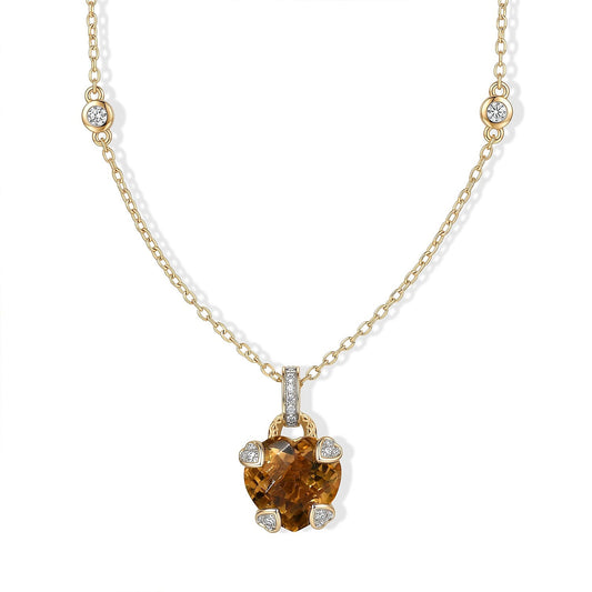 D'Joy Brazilian Citrine, White Zircon Necklace (18 Inches) in 18K Vermeil YG Over Sterling Silver 7.00 ctw..