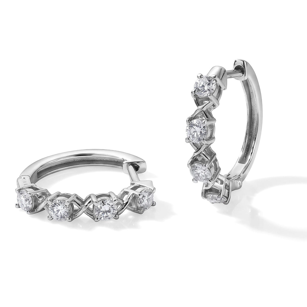EverTrue Moissanite XOXO Hoop Earring in Platinum Bond 0.90 ctw