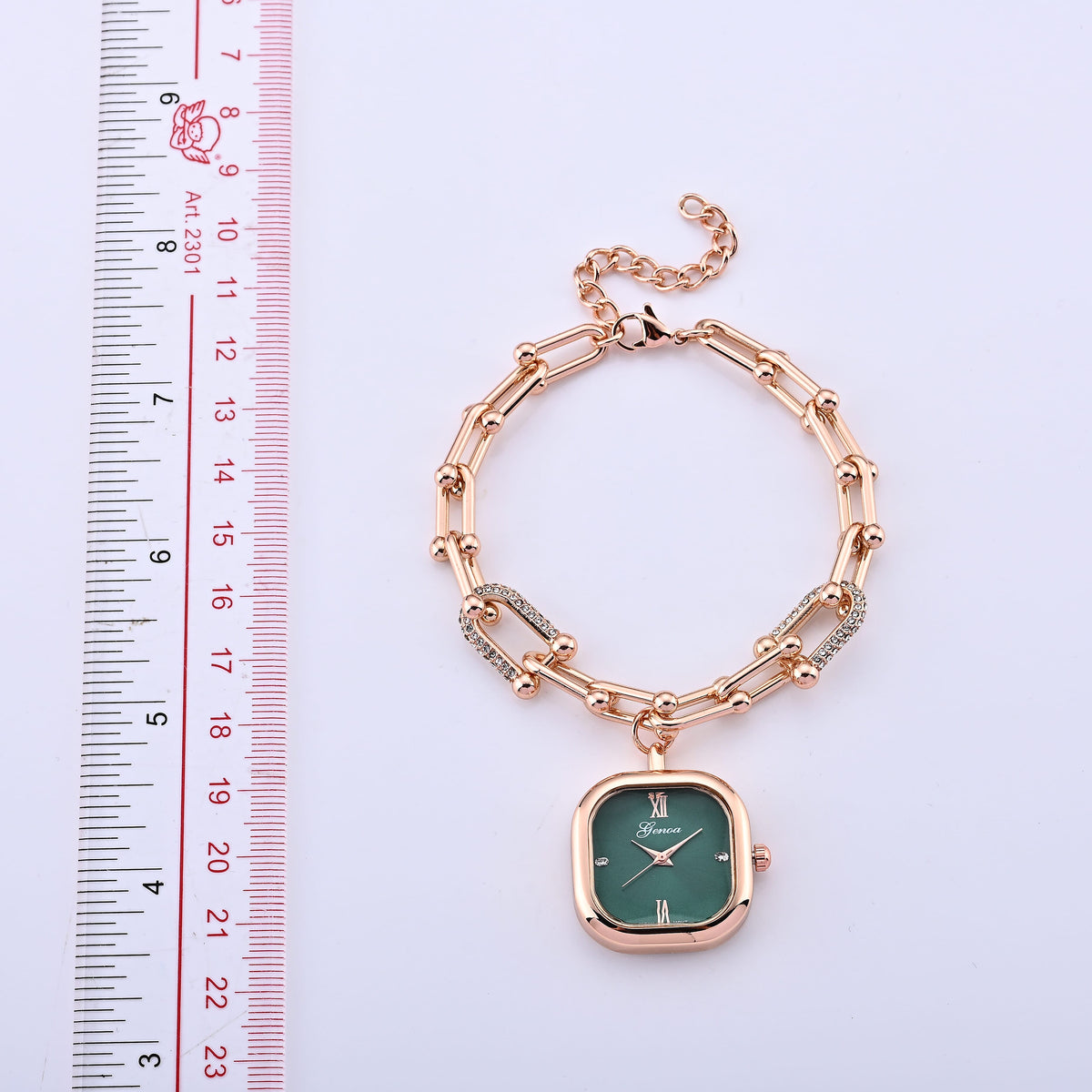 Genoa Austrian Crystal, Simulated Diamond Japanese Movement Watch in Goldtone with Alloy Strap 1.00 ctw 8619779