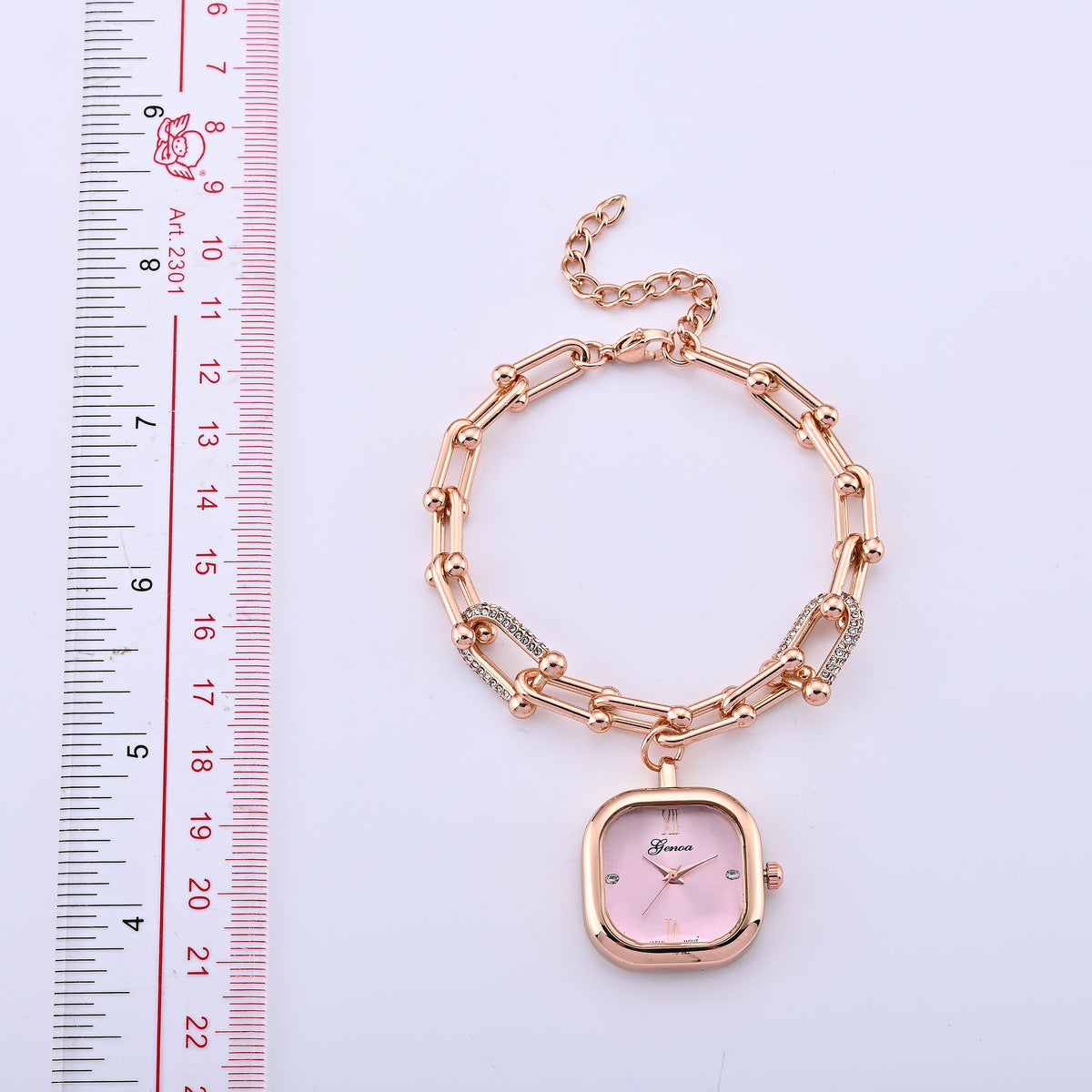 Genoa Austrian Crystal, Simulated Diamond Japanese Movement Watch in Goldtone with Alloy Strap 1.00 ctw 8619779