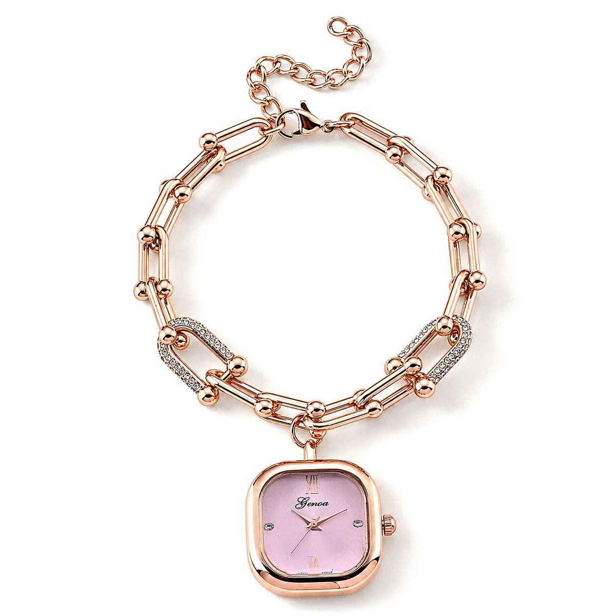Genoa Austrian Crystal, Simulated Diamond Japanese Movement Watch in Goldtone with Alloy Strap 1.00 ctw 8619779