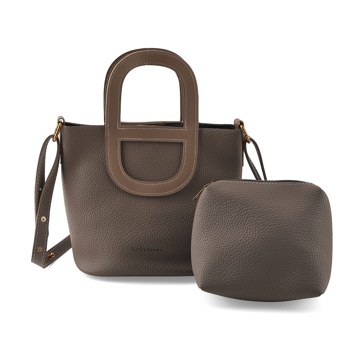 Black Genuine Leather Bag and Set of Phone Bag