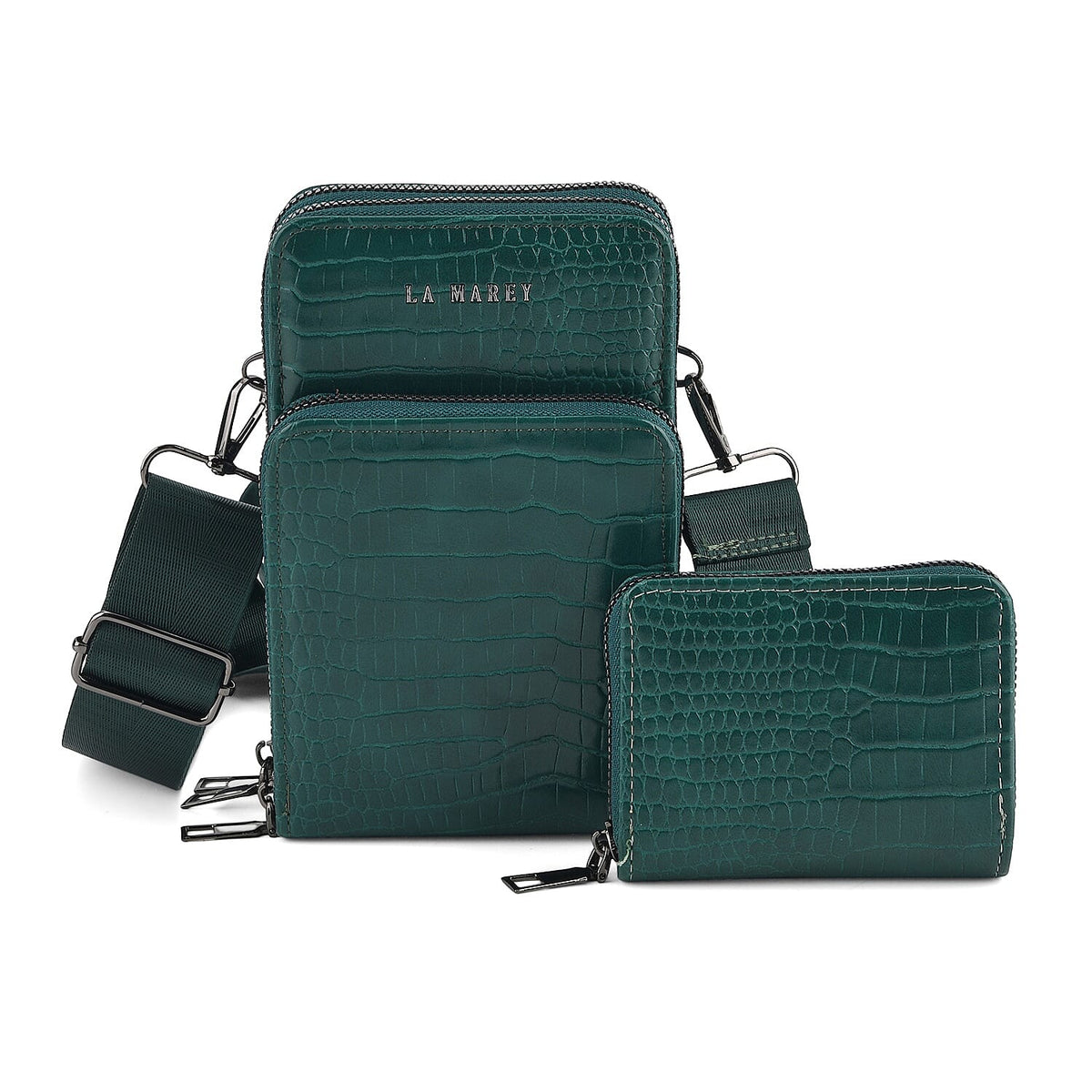 La Marey Black Faux Leather Women''s Mobile Crossbody Bag and Card Holder Wallet RFID with Shoulder Strap