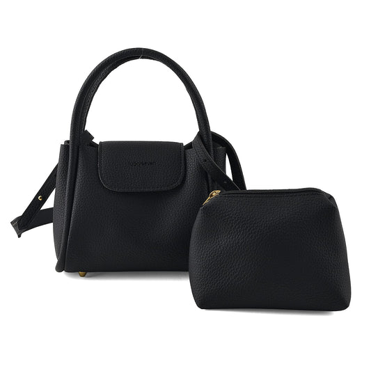 Black Genuine Leather Bag, Set of Phone Bag