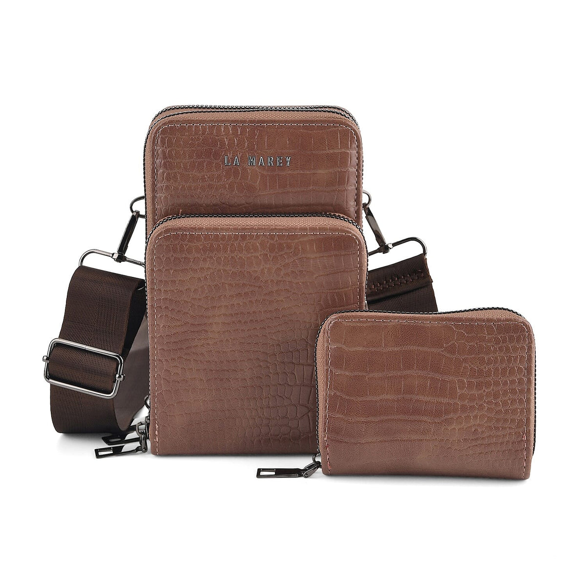 La Marey Black Faux Leather Women''s Mobile Crossbody Bag and Card Holder Wallet RFID with Shoulder Strap