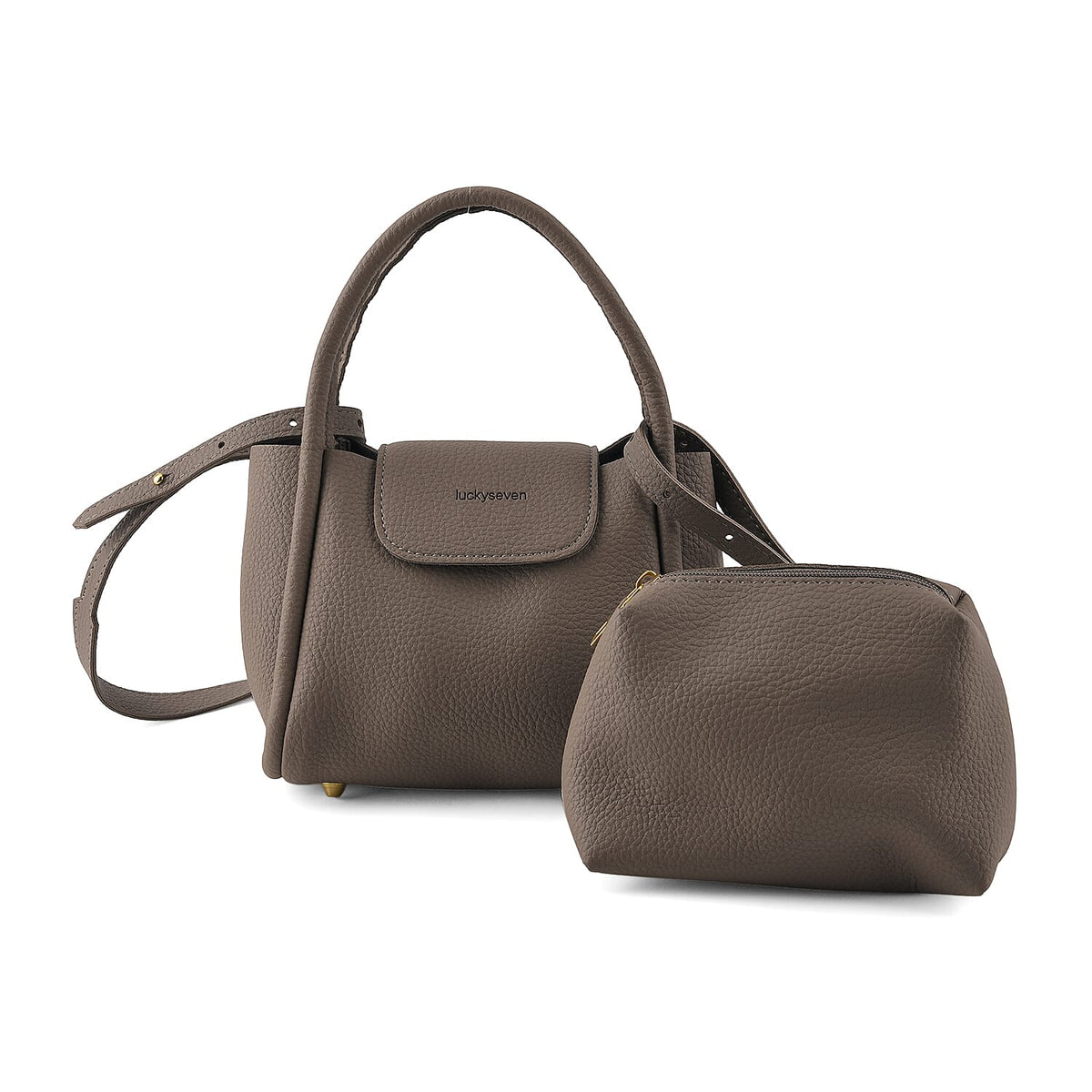 Black Genuine Leather Bag, Set of Phone Bag