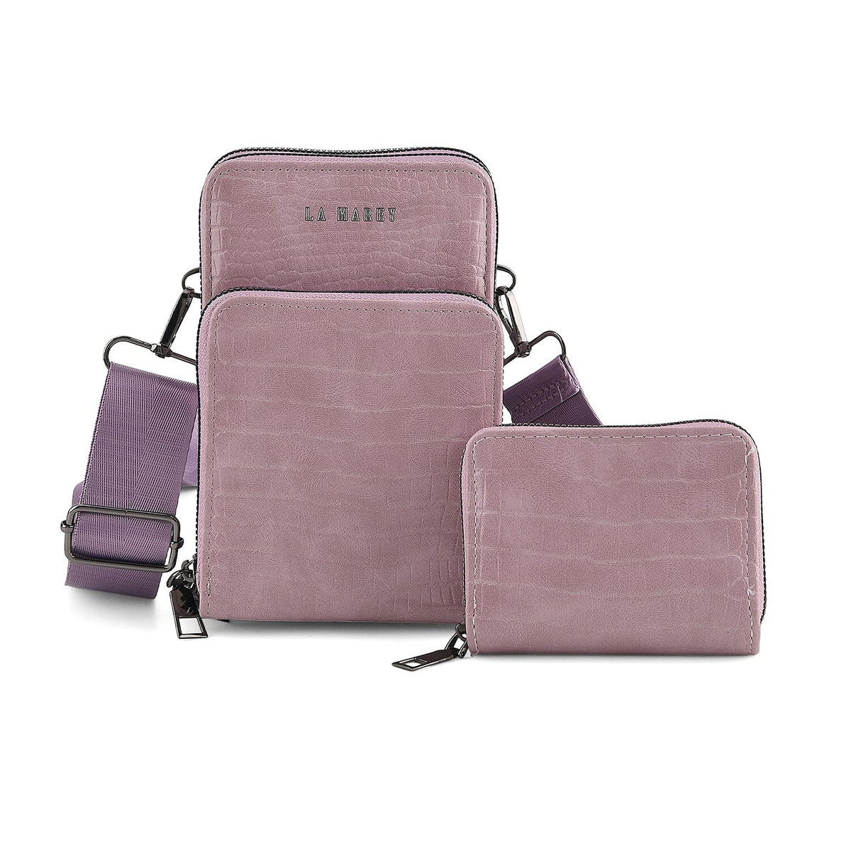La Marey Black Faux Leather Women''s Mobile Crossbody Bag and Card Holder Wallet RFID with Shoulder Strap