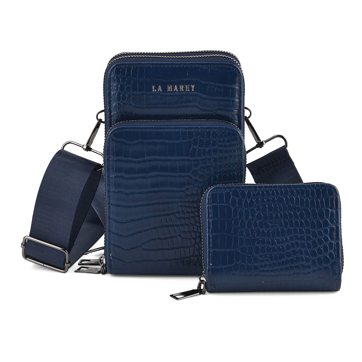 La Marey Black Faux Leather Women''s Mobile Crossbody Bag and Card Holder Wallet RFID with Shoulder Strap