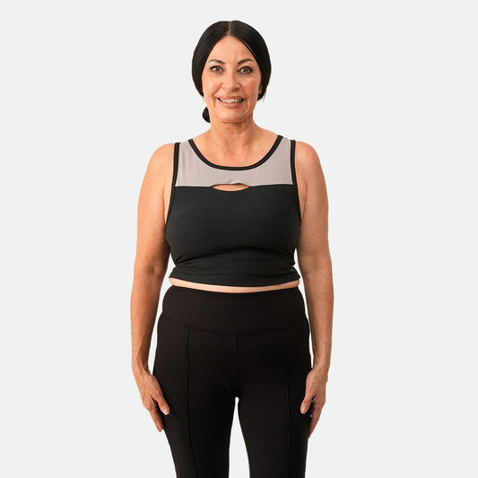 Closeout Nine West Black Color Block Cut Out Sports Bra - L