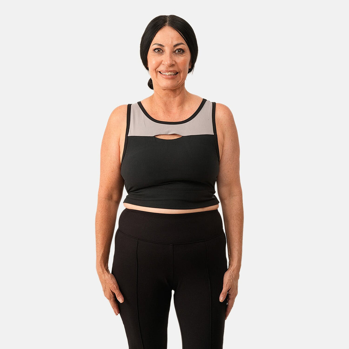 Closeout Nine West Black Color Block Cut Out Sports Bra - L