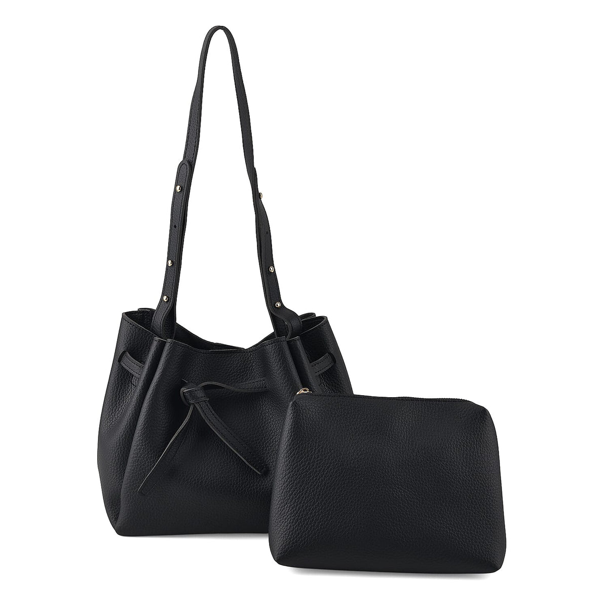 Coffee Genuine Leather Bag and Set of Phone Bag