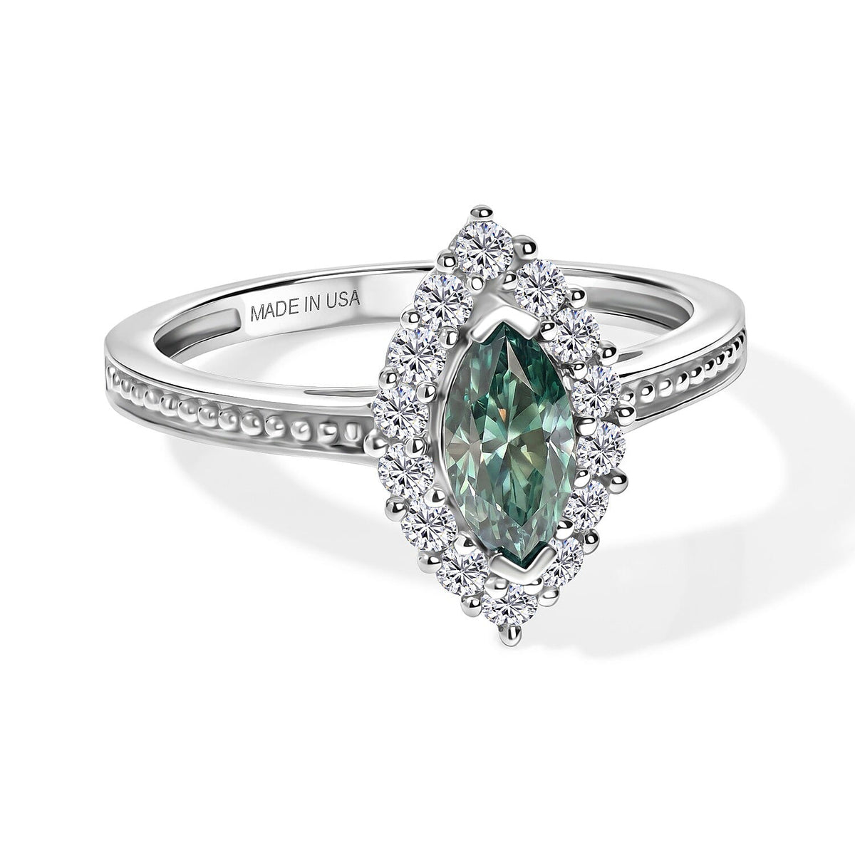 D''Joy Premium Socoto Emerald, White Zircon Ring in Rhodium Over Sterling Silver (Size 10.0) 1.00 ctw