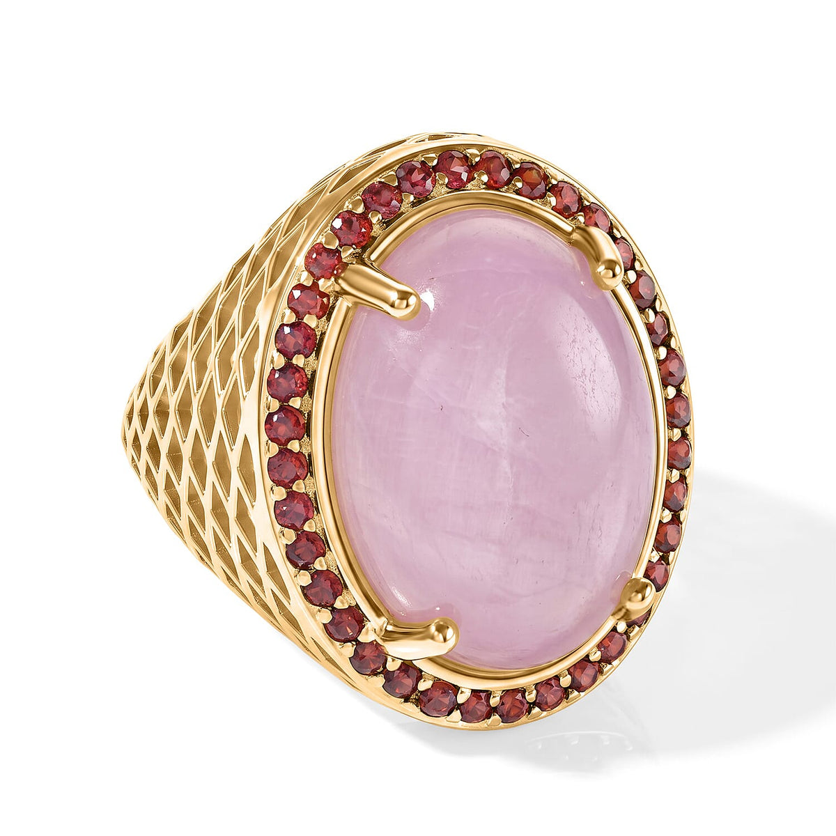EverTrue Kunzite and Orissa Rose Garnet 15.75 ctw Ring in 18K YG Plated (Size 7.0)