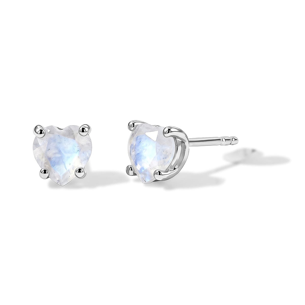 EverTrue Rainbow Moonstone 1.60 ctw Solitaire Stud Push Post Earrings in Platinum Bond