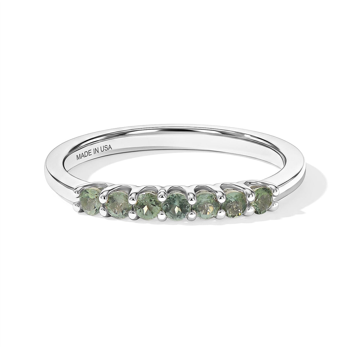 D''Joy Natural Green Apatite 0.35 ctw Ring in Rhodium Over Sterling Silver (Size 10.0)