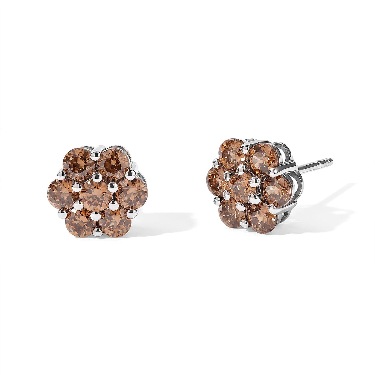 D''Joy Premium Imperial Garnet 2.30 ctw Solitaire Stud Earrings in Rhodium Over Sterling Silver