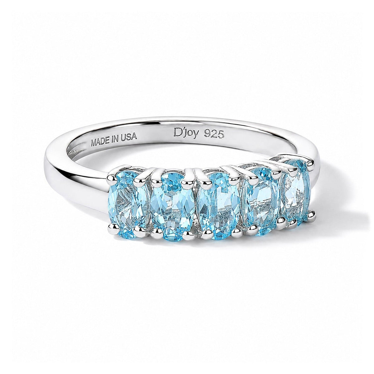 D''Joy Swiss Blue Topaz 1.35 ctw Ring in Rhodium Over Sterling Silver (Size 10.0)