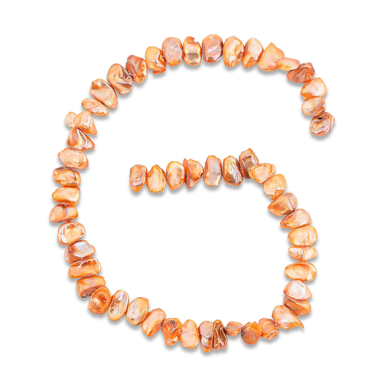 GCS Dyed Orange Fresh Water Pearl Round Free Strand (16 Inches)
