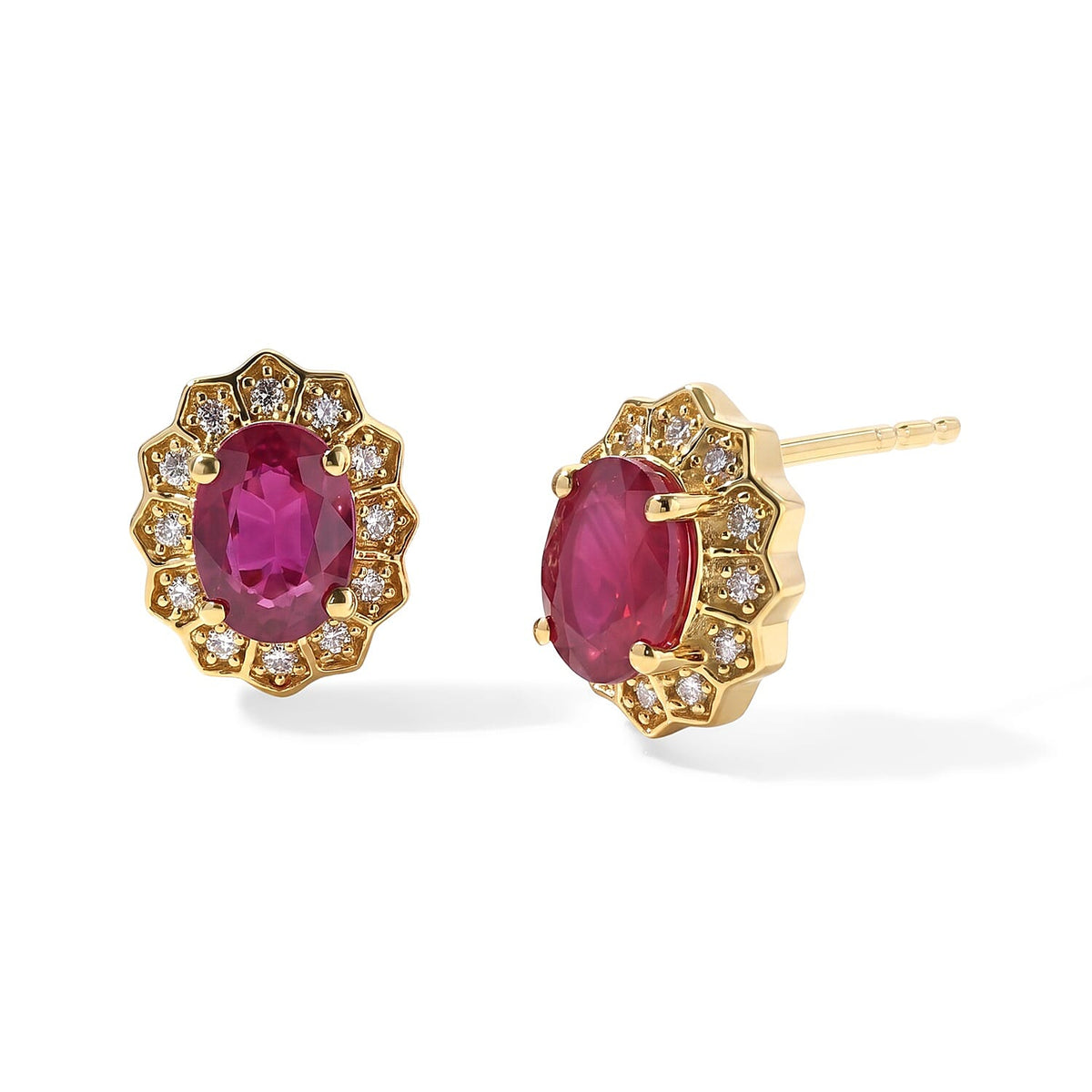EverTrue Niassa Ruby (FF) and Moissanite 2.50 ctw Earrings in 18K YG Plated